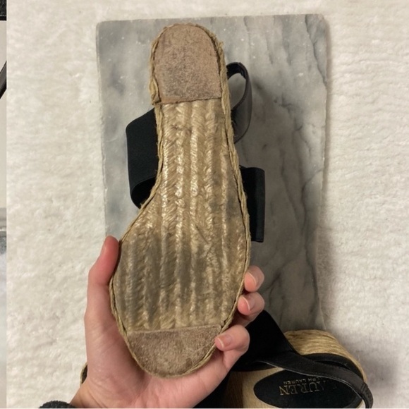 Ralph Lauren Espadrilles Wedges Size 8.5 Stretchy Foot Band Leather Boho - Picture 10 of 10